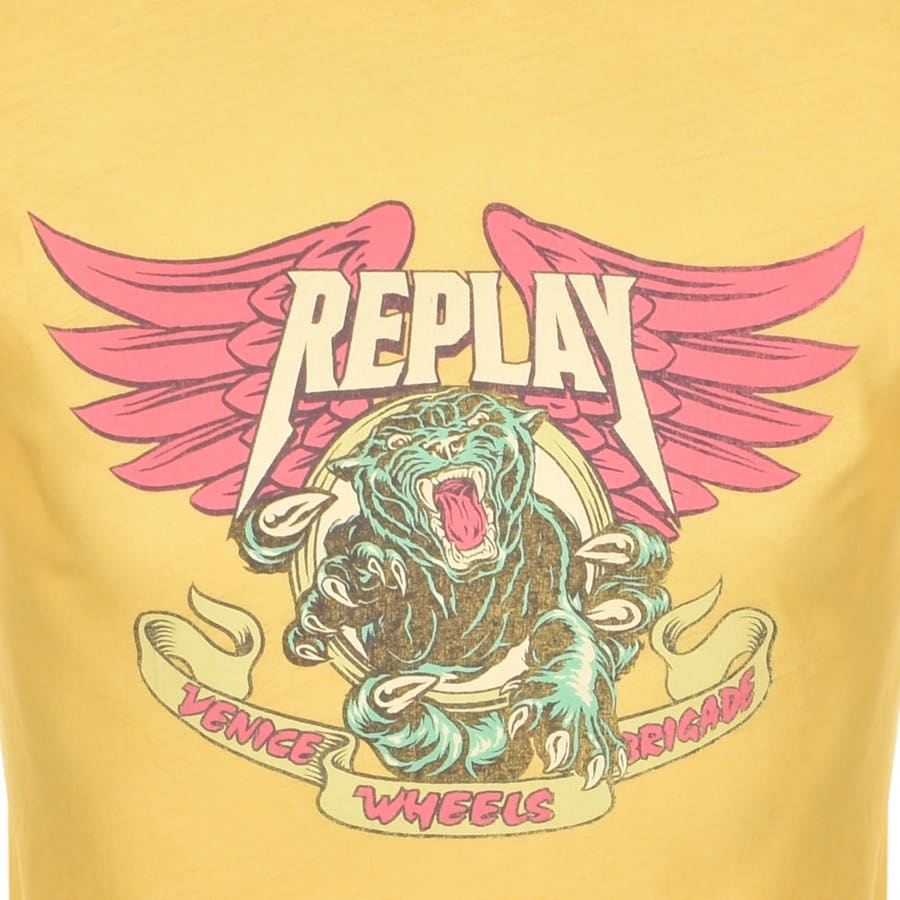 Alternative Image for ProductReplay Logo Crew Neck T Shirt Yellow3